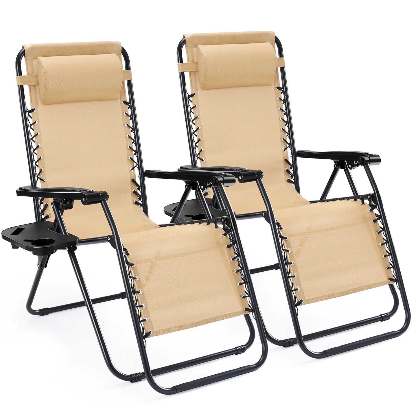 JHK Zero Gravity Outdoor Folding Recliner With Cup Holder
