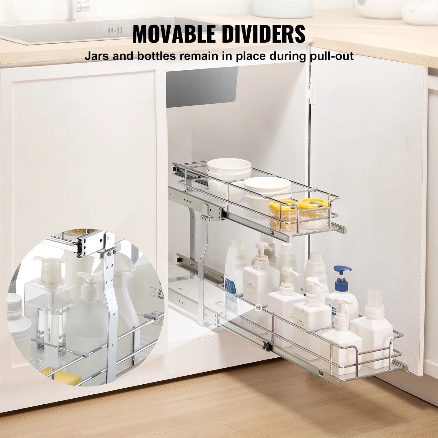 Vevor Heavy Duty Pull Out Cabinet Organizer Slide Shelf Kitchen