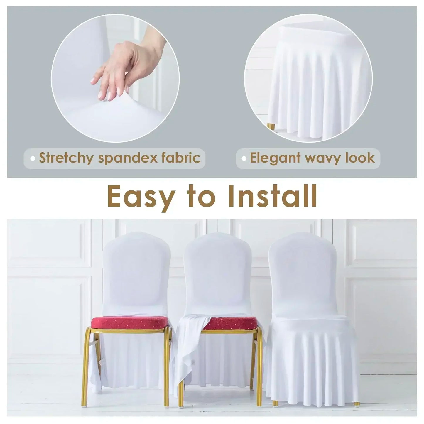 Elastic Pleated Spandex Chair Covers For Hotel Banquet Weddings