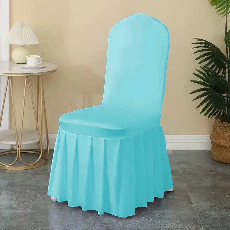 Elastic Pleated Spandex Chair Covers For Hotel Banquet Weddings