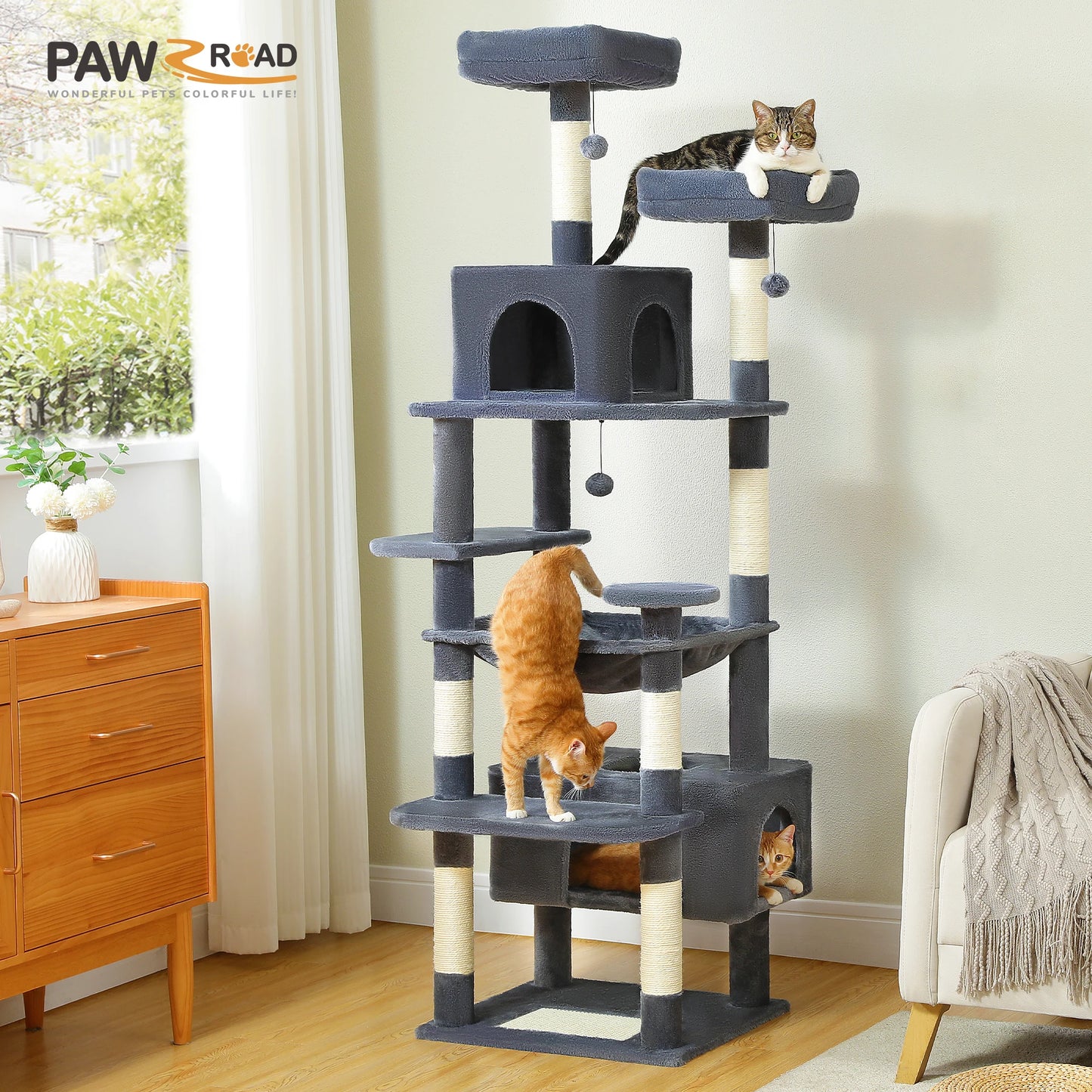 Pawz Road Luxury Cat Tree With Sisal Posts And Hammock