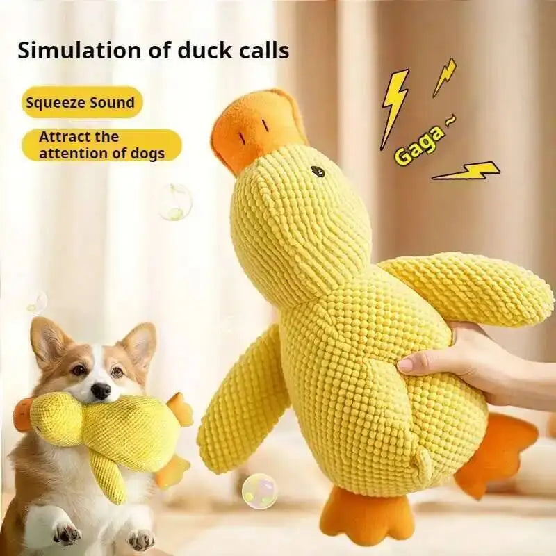 Bite Resistant Squeaky Plush Duck Dog Chew Toy For Puppies