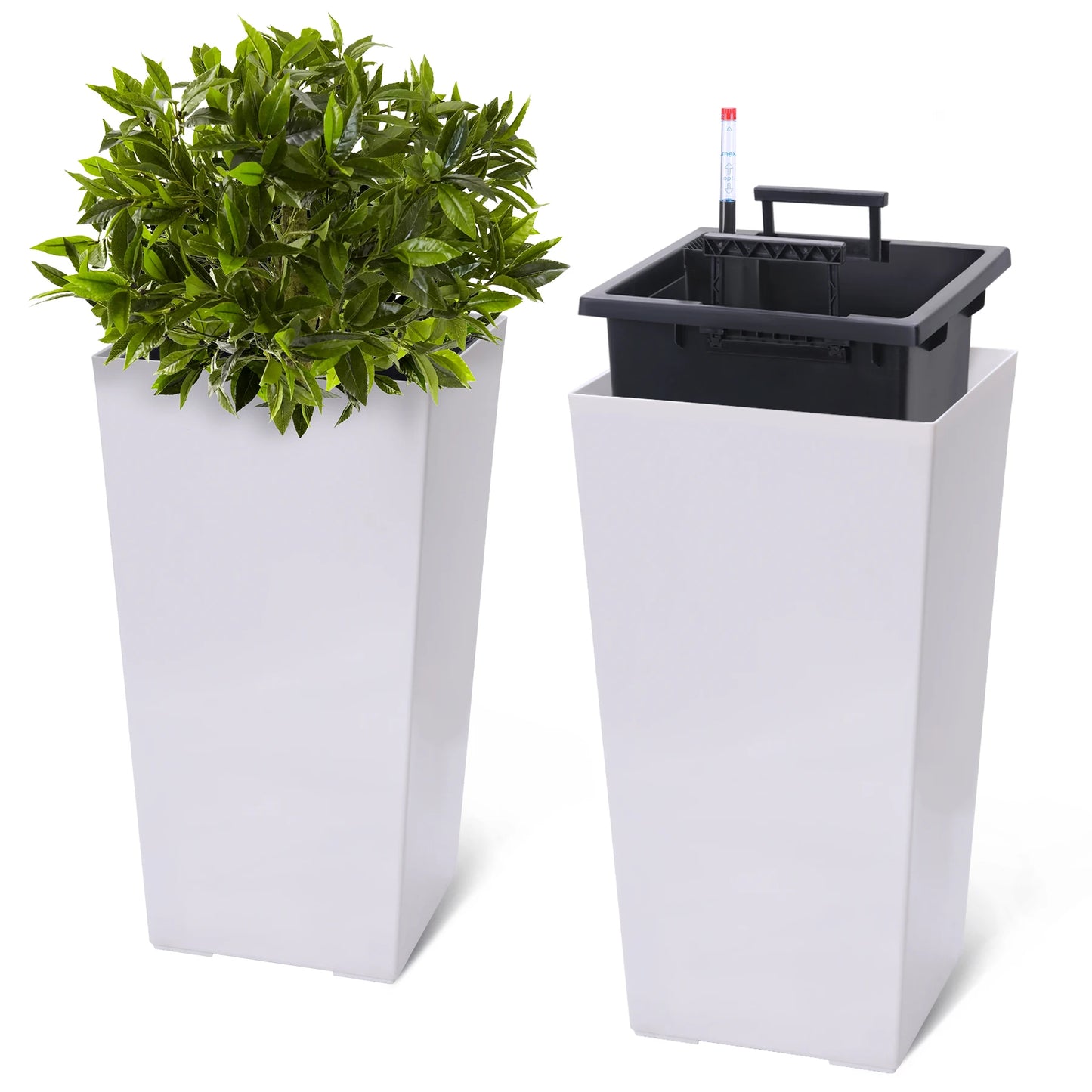 HiMISS Modern Self Watering Tall Planters Garden Set