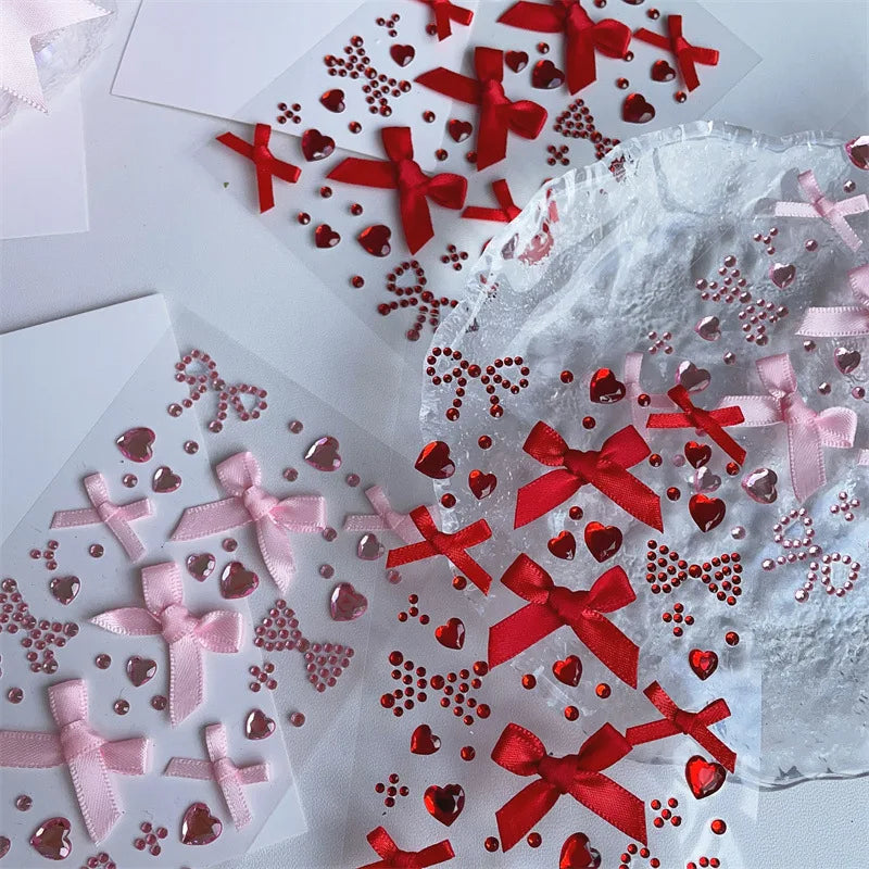 DIY 3D Kpop Heart Bow Photocard Sticker For Scrapbook Journal