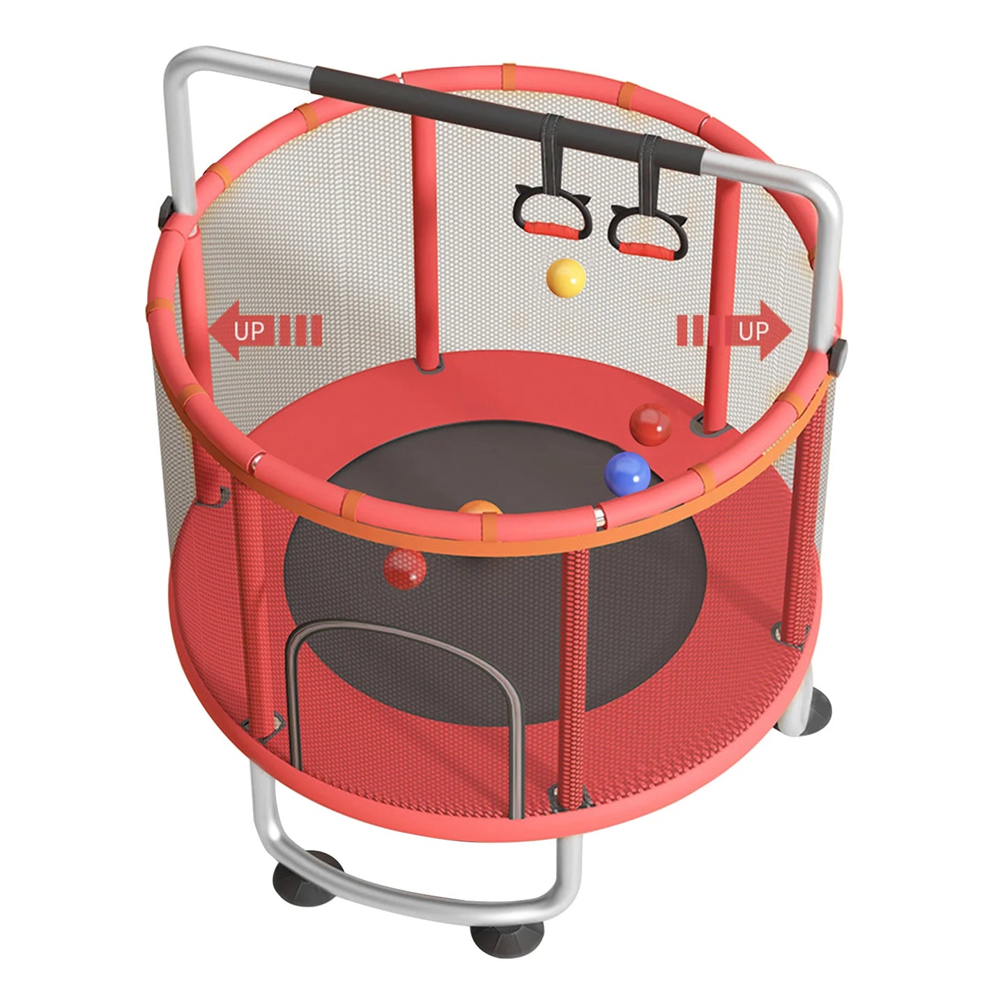 Kids Trampoline With Basketball Hoop Swing Enclosure Net