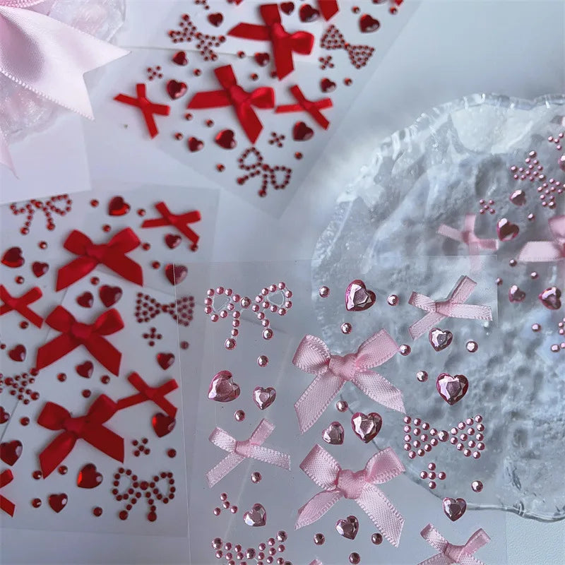 DIY 3D Kpop Heart Bow Photocard Sticker For Scrapbook Journal