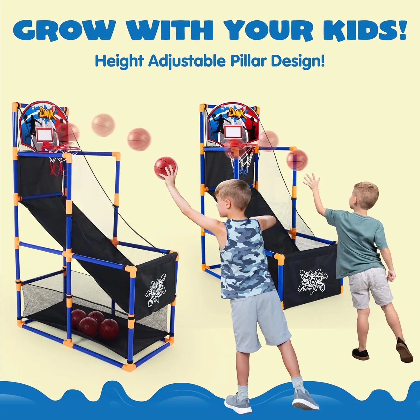 Joyfy Kids Arcade Basketball Set With Four Inflatable Play Balls