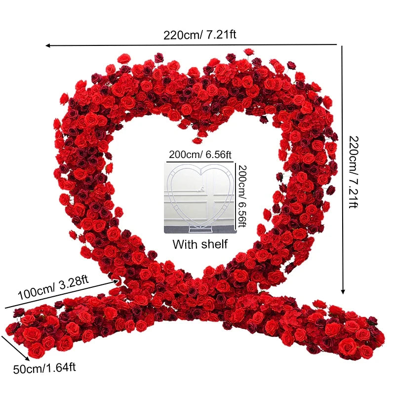 Angela Flower 5D Artificial Rose Heart Stand Wedding Backdrop