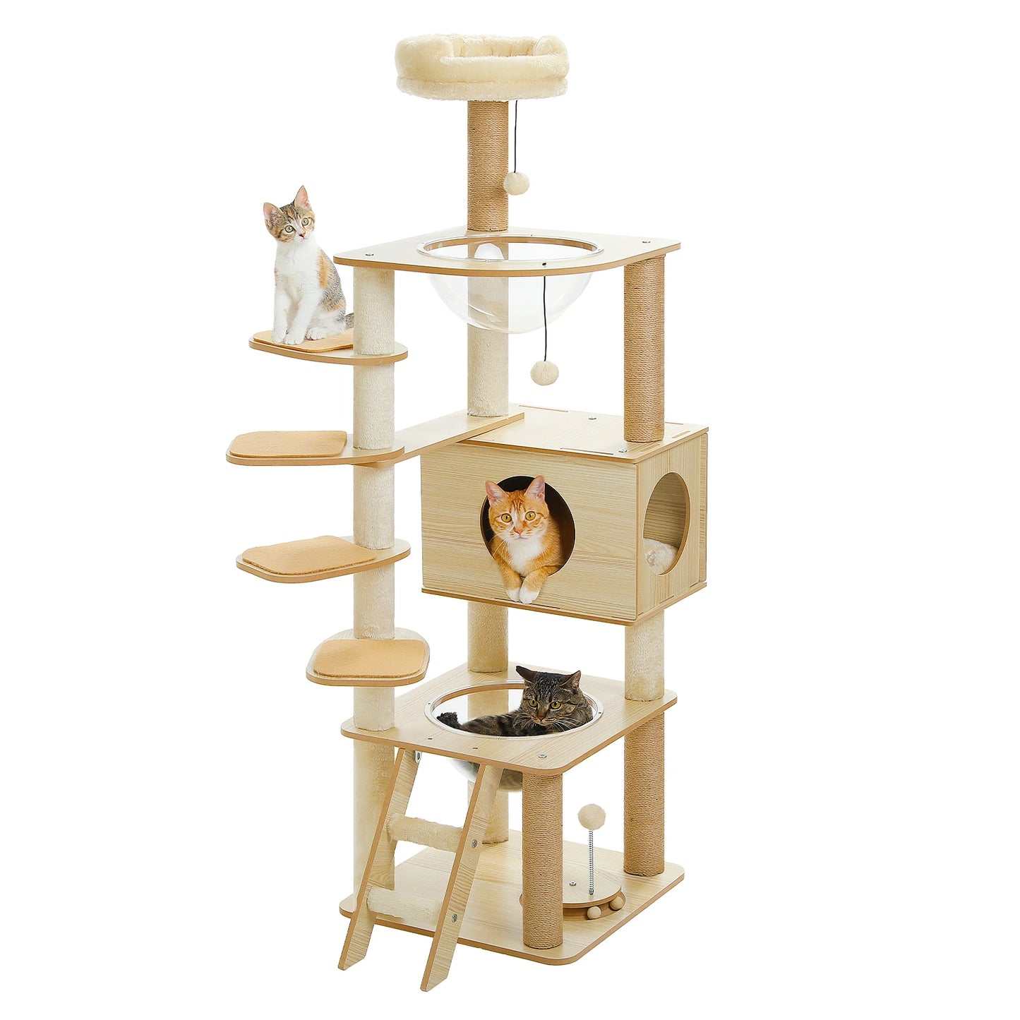 Pawz Wooden Cat Tower With Scratching Posts Hammock And Perch