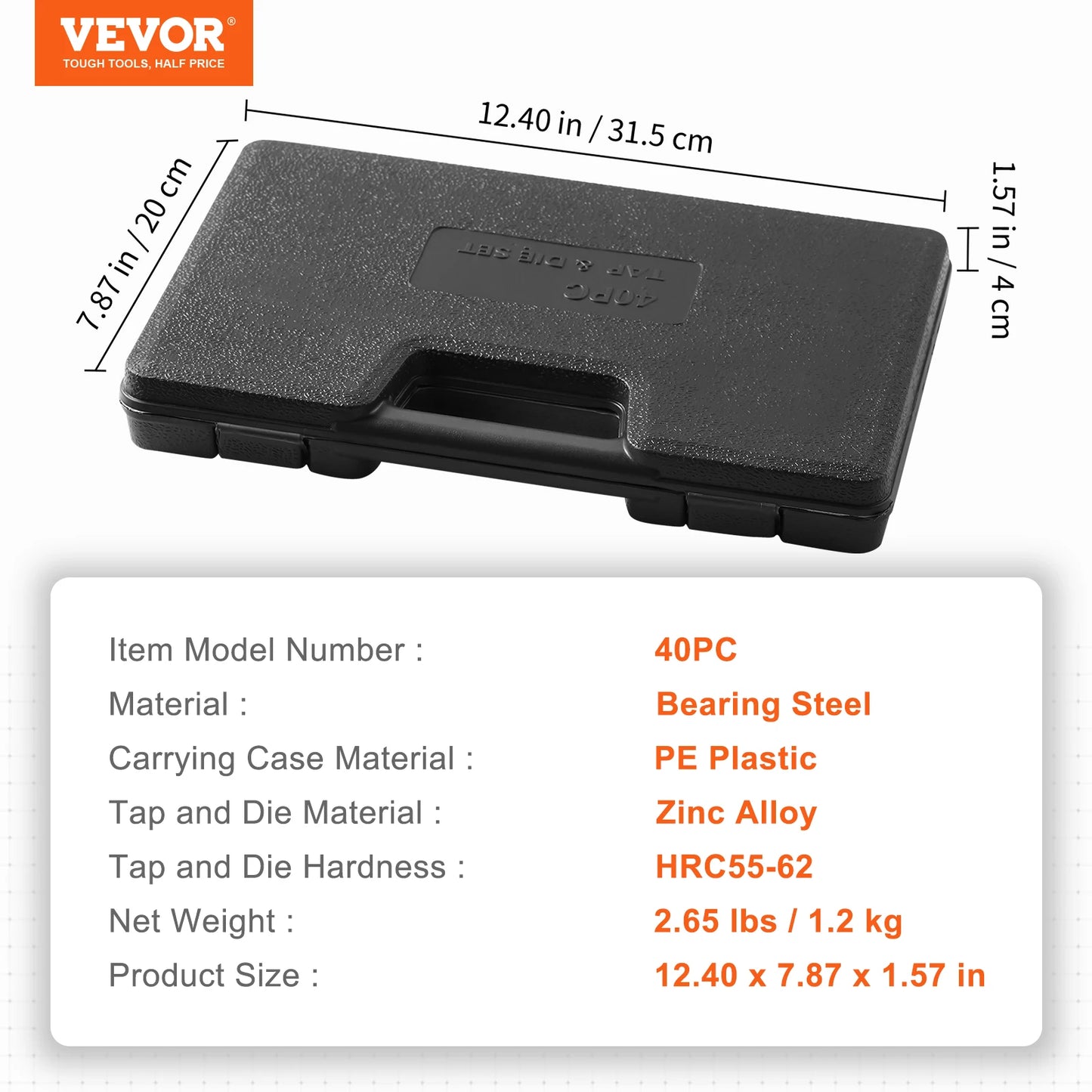 SucceBuy Tap Die Set Metric Sae Bearing Steel Threading Tools