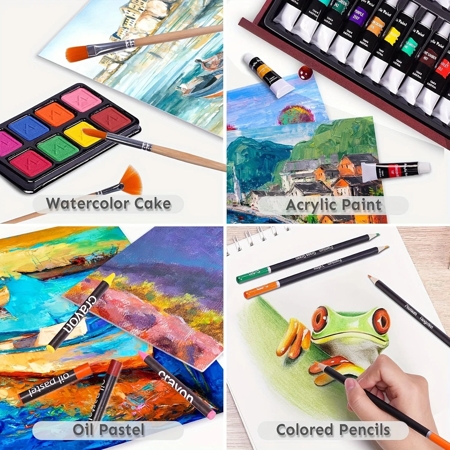 146 Piece Professional Art Set Featuring Crayons Watercolors And Pastels