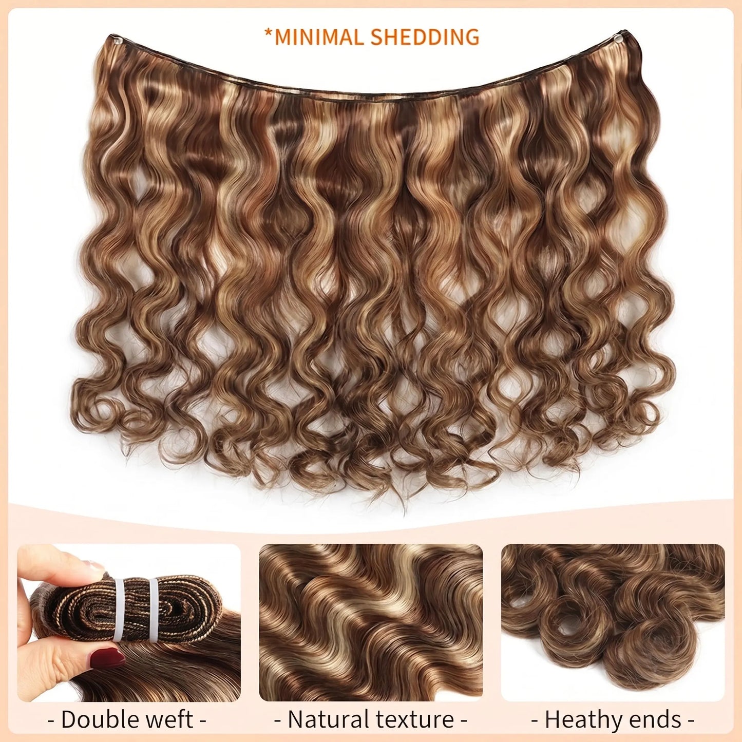 Gefily Brazilian 16A Ombre Body Wave Bundles Extensions