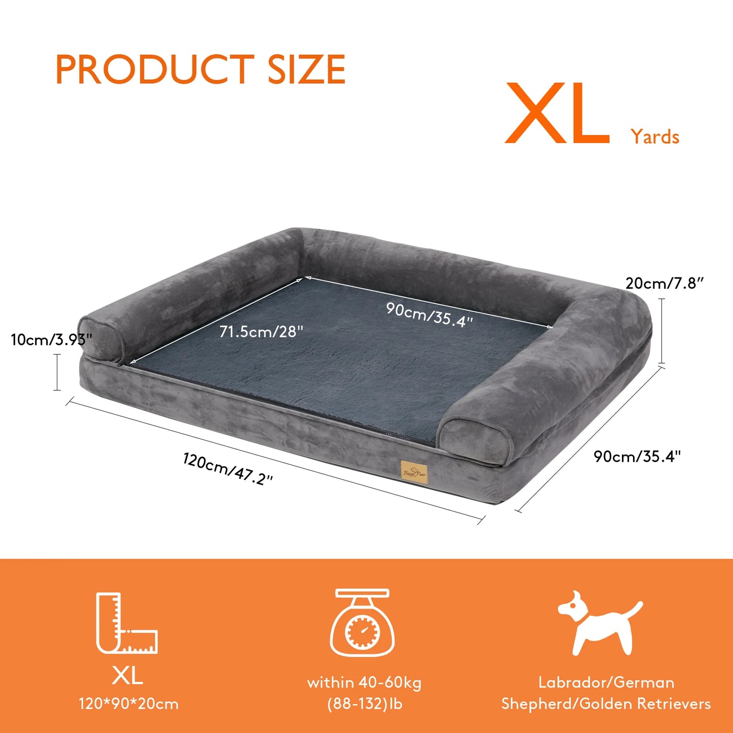Bingopaw Orthopedic Dog Bed With Removable Washable Cotton Cover