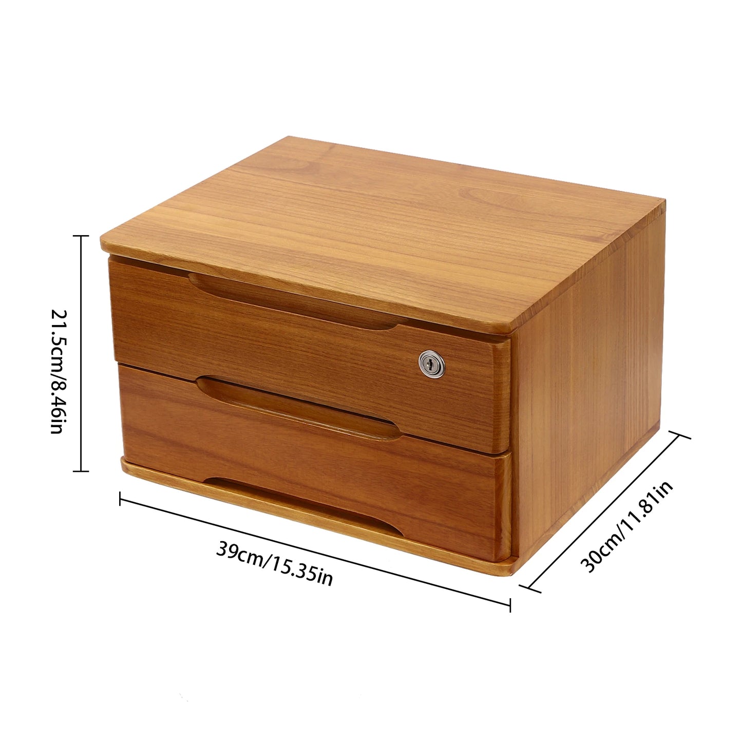 Wooden Desktop Storage Drawer Organizer With Lockable Drawers