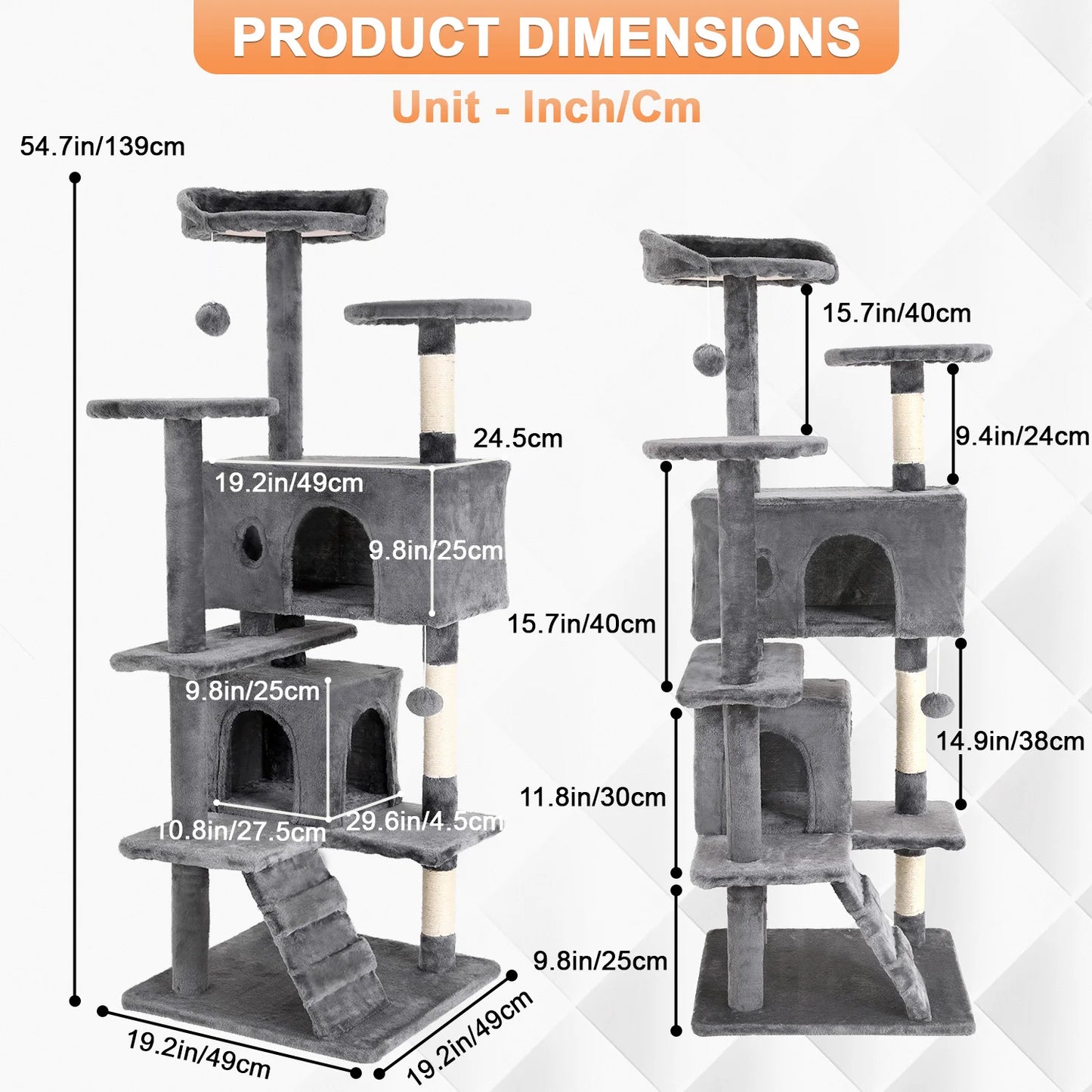 Elegant Multi Level Cat Tower With Sisal Scratching Posts