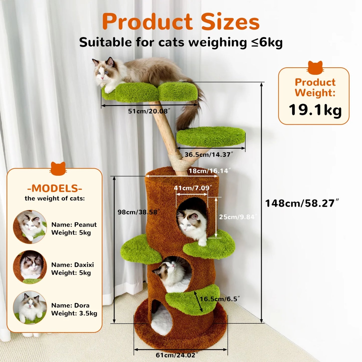 Bingopaw Indoor Cat Tree Tower With Plush Platform Condo