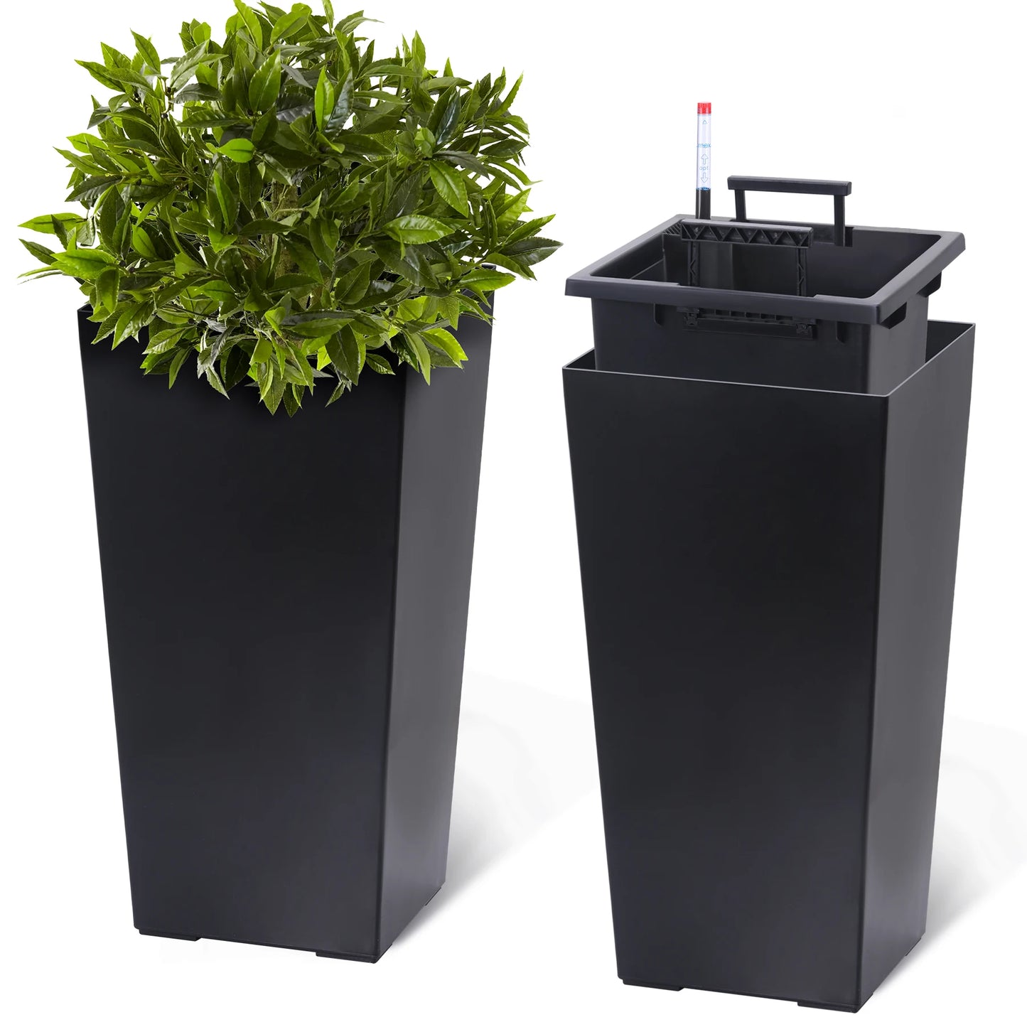 HiMISS Modern Self Watering Tall Planters Garden Set