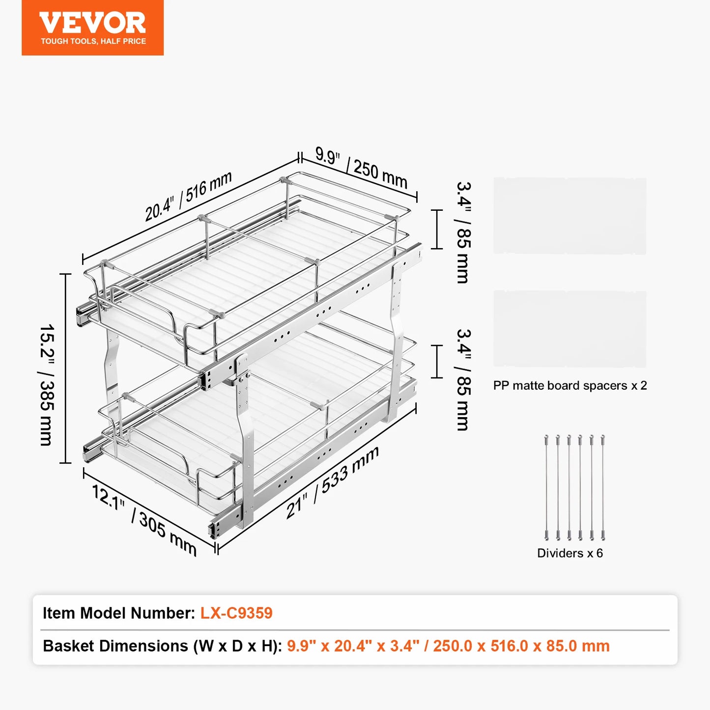 Vevor Heavy Duty Pull Out Cabinet Organizer Slide Shelf Kitchen