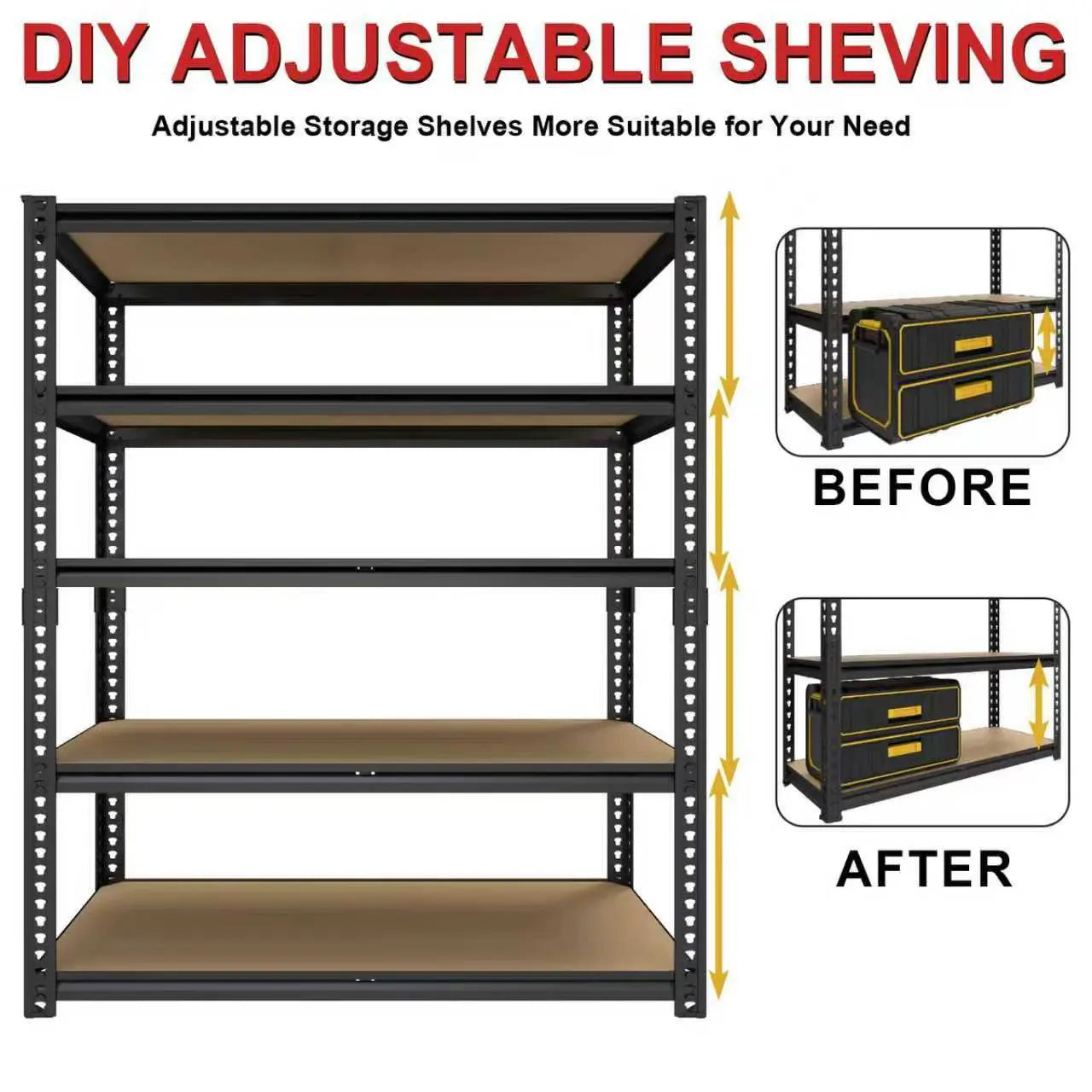 Sarenzon Heavy Duty Steel Storage Shelving System With Adjustable Height