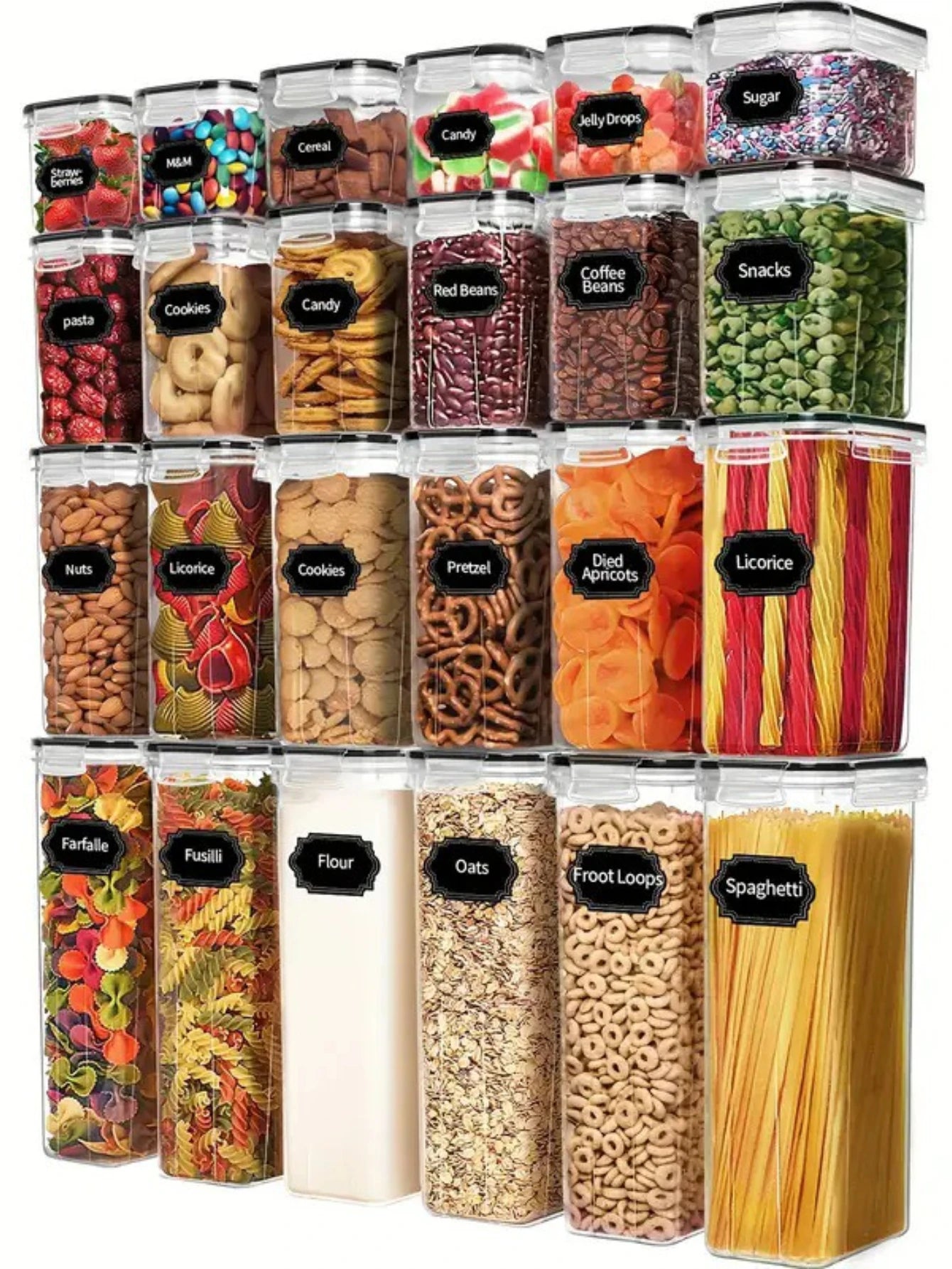 Airtight Food Storage Containers With Labels For Dry Goods
