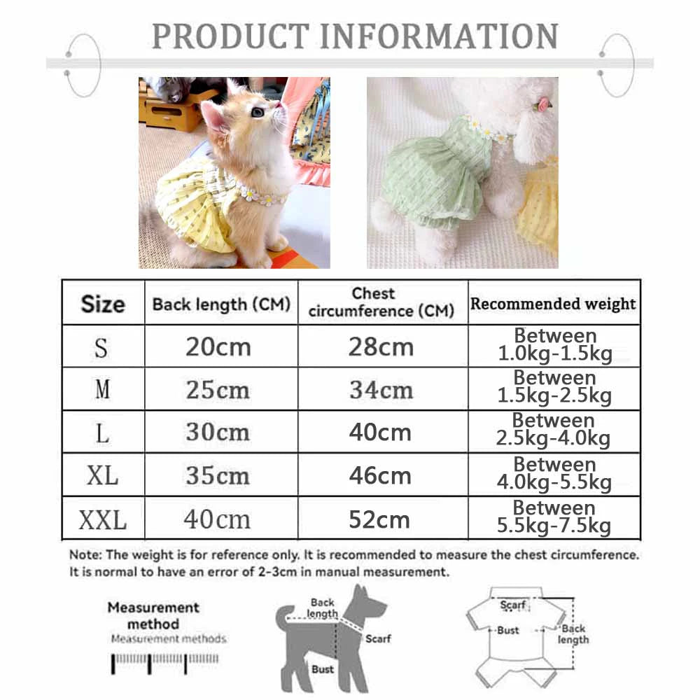 Breathable Floral Collar Pet Dress For Small Dogs And Puppies
