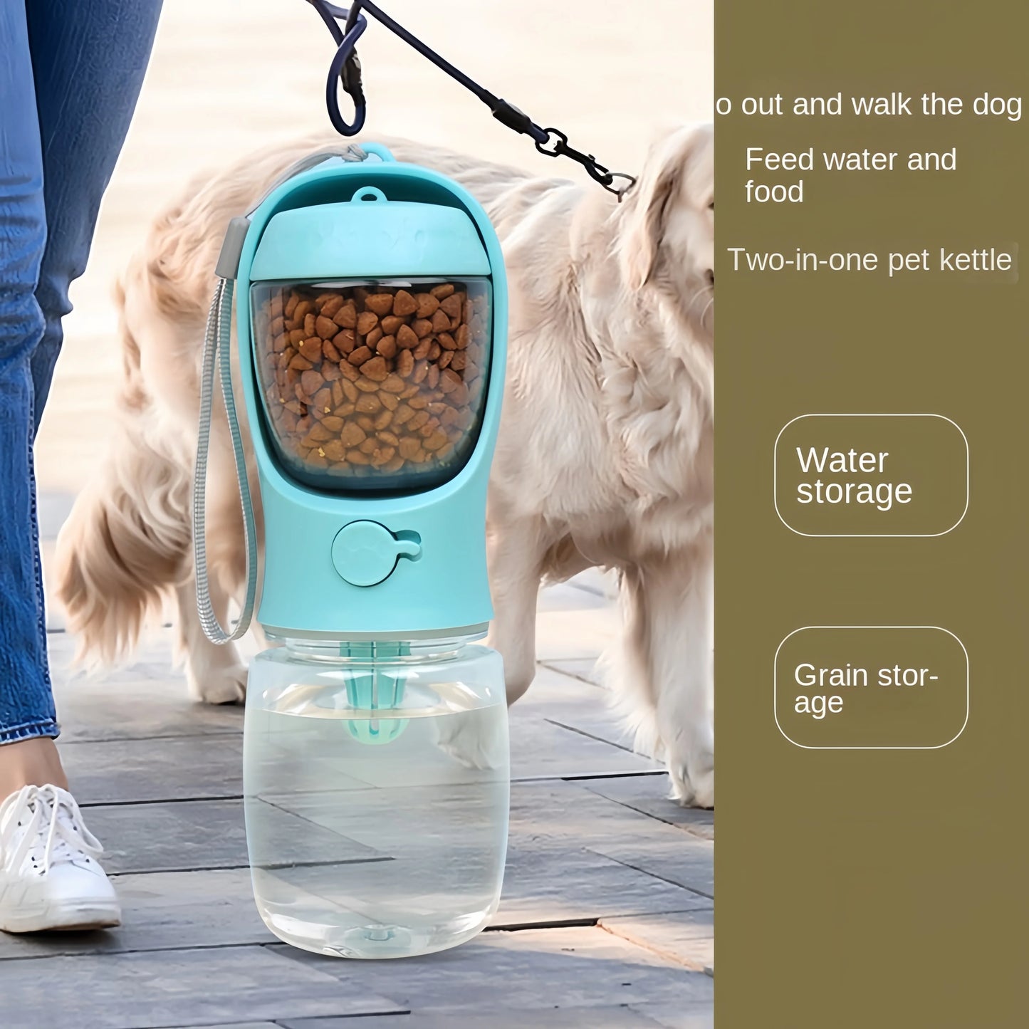 Portable Dog Water Bottle With Travel Food Storage Container
