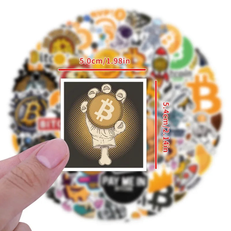 Cartoon Bitcoin Crypto Vinyl Decal Sticker Pack For Gadgets