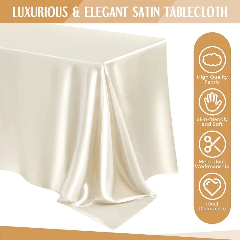 Large Rectangle Satin Tablecloth Waterproof Polyester Dining Cover