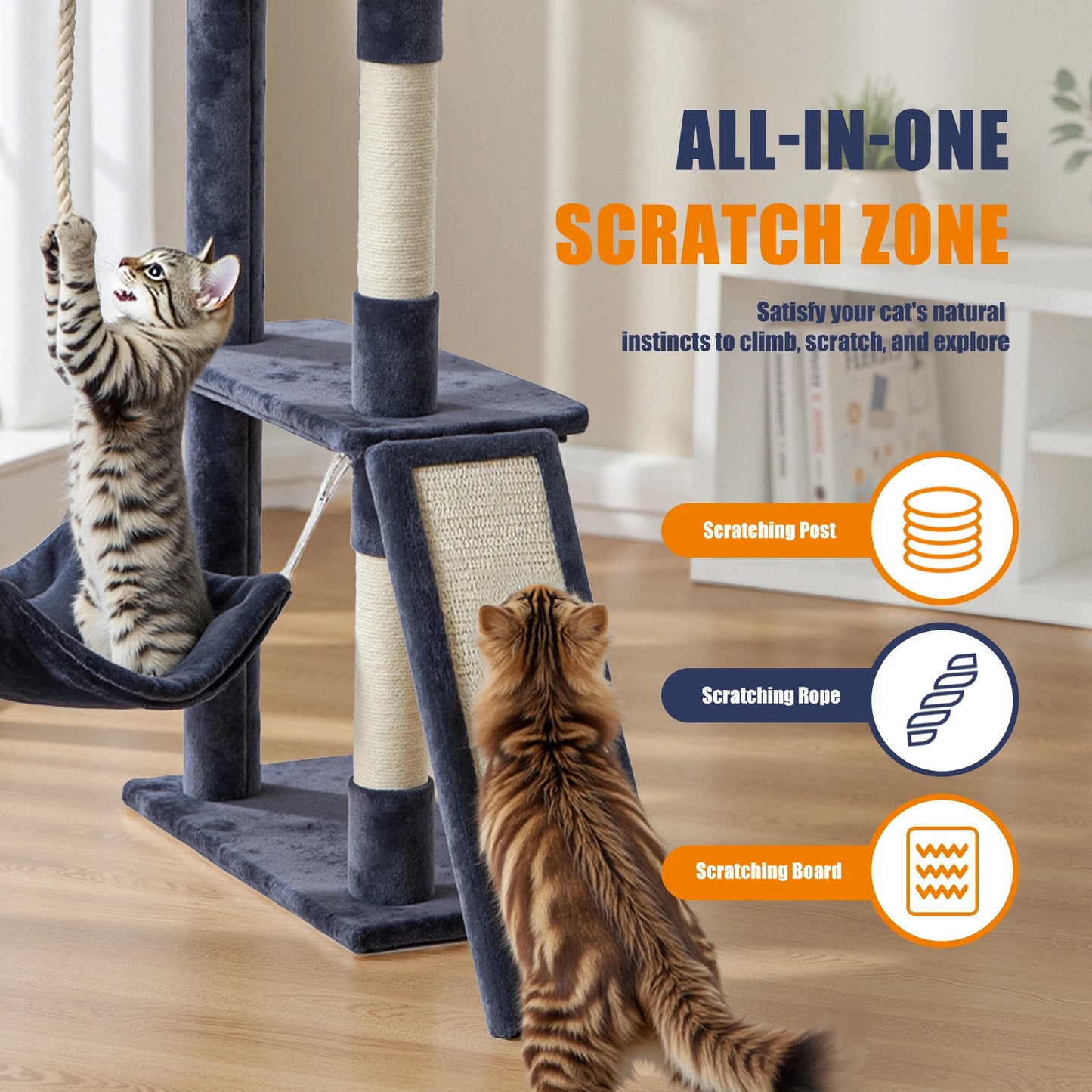 Jhk Premium Cat Tree Featuring Natural Sisal Scratching Posts