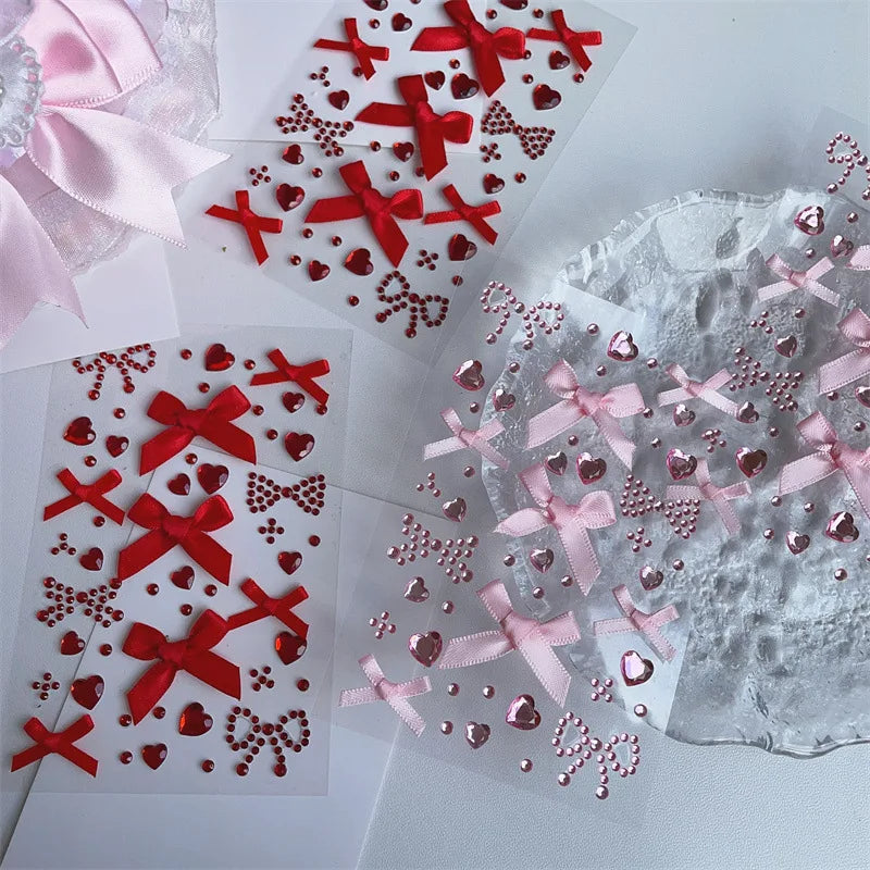 DIY 3D Kpop Heart Bow Photocard Sticker For Scrapbook Journal