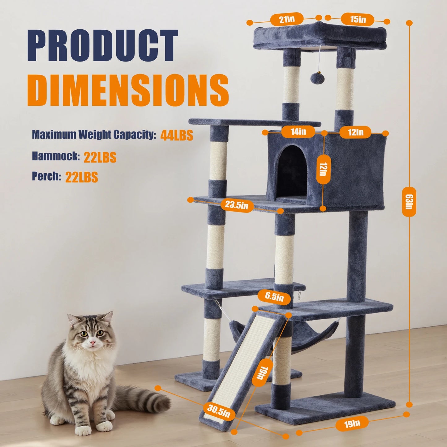 Jhk Premium Cat Tree Featuring Natural Sisal Scratching Posts