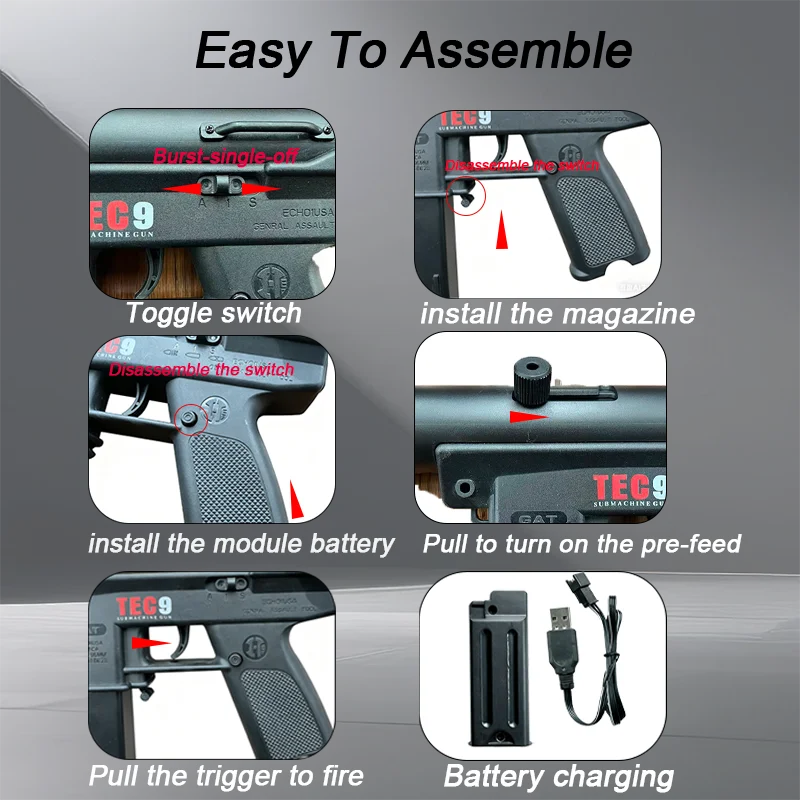 Rechargeable Electric Plastic Toy Gun With Usb Charging For Kids