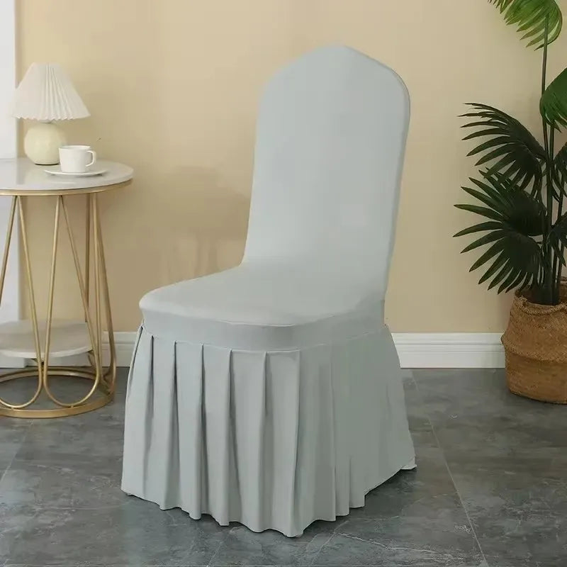 Elastic Pleated Spandex Chair Covers For Hotel Banquet Weddings