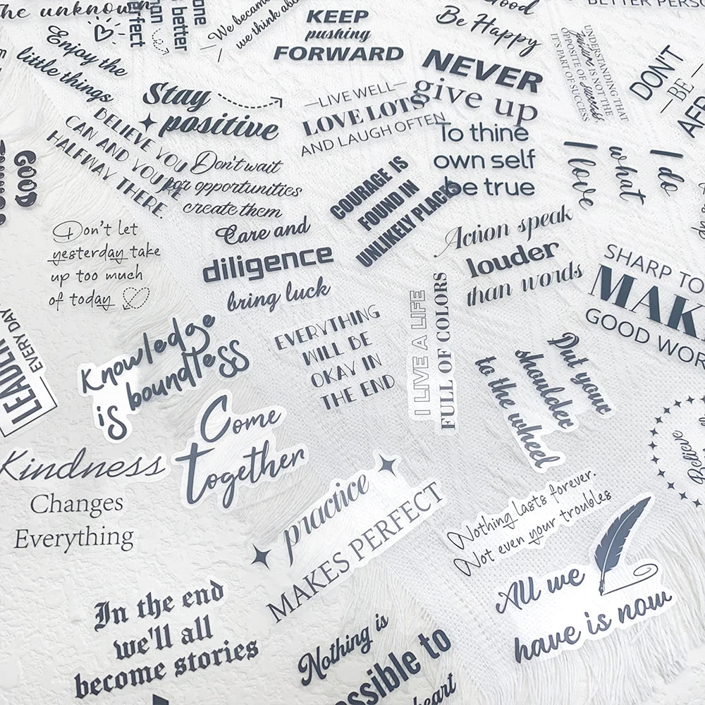 PET Inspirational Quote Stickers Waterproof DIY Decals Set