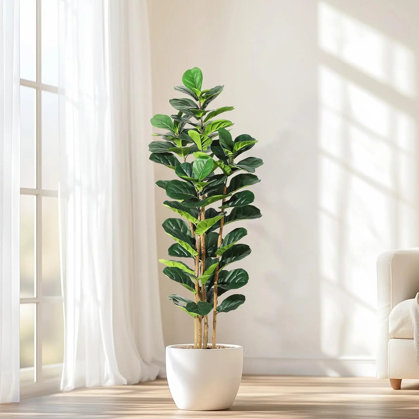 HiMiss Artificial Fiddle Leaf Fig Tree With Decorative Pot