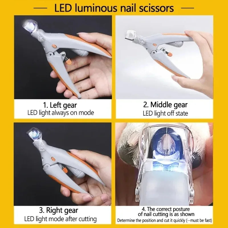 Led Pet Nail Clipper With Amplification For Dog And Cat