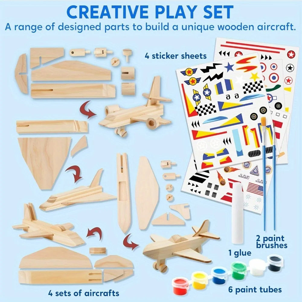 JoyfyDIY Wooden Airplane Craft Kit Assembly And Painting Toys