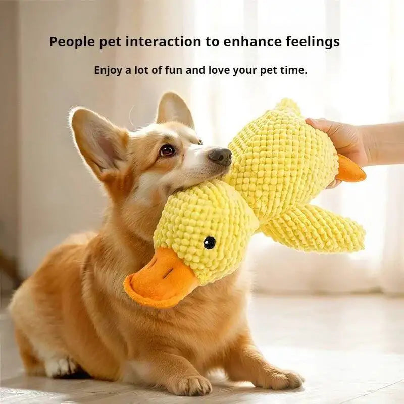 Bite Resistant Squeaky Plush Duck Dog Chew Toy For Puppies