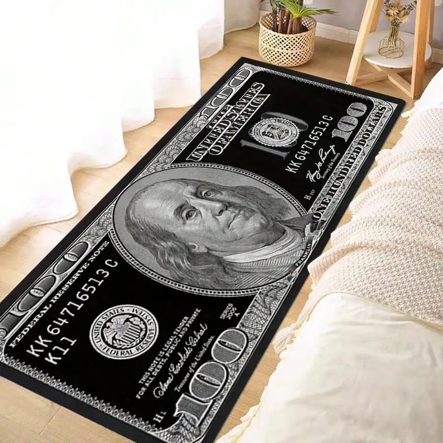 Creative Dollar Bill Portrait Nylon Area Rug For Home Decor