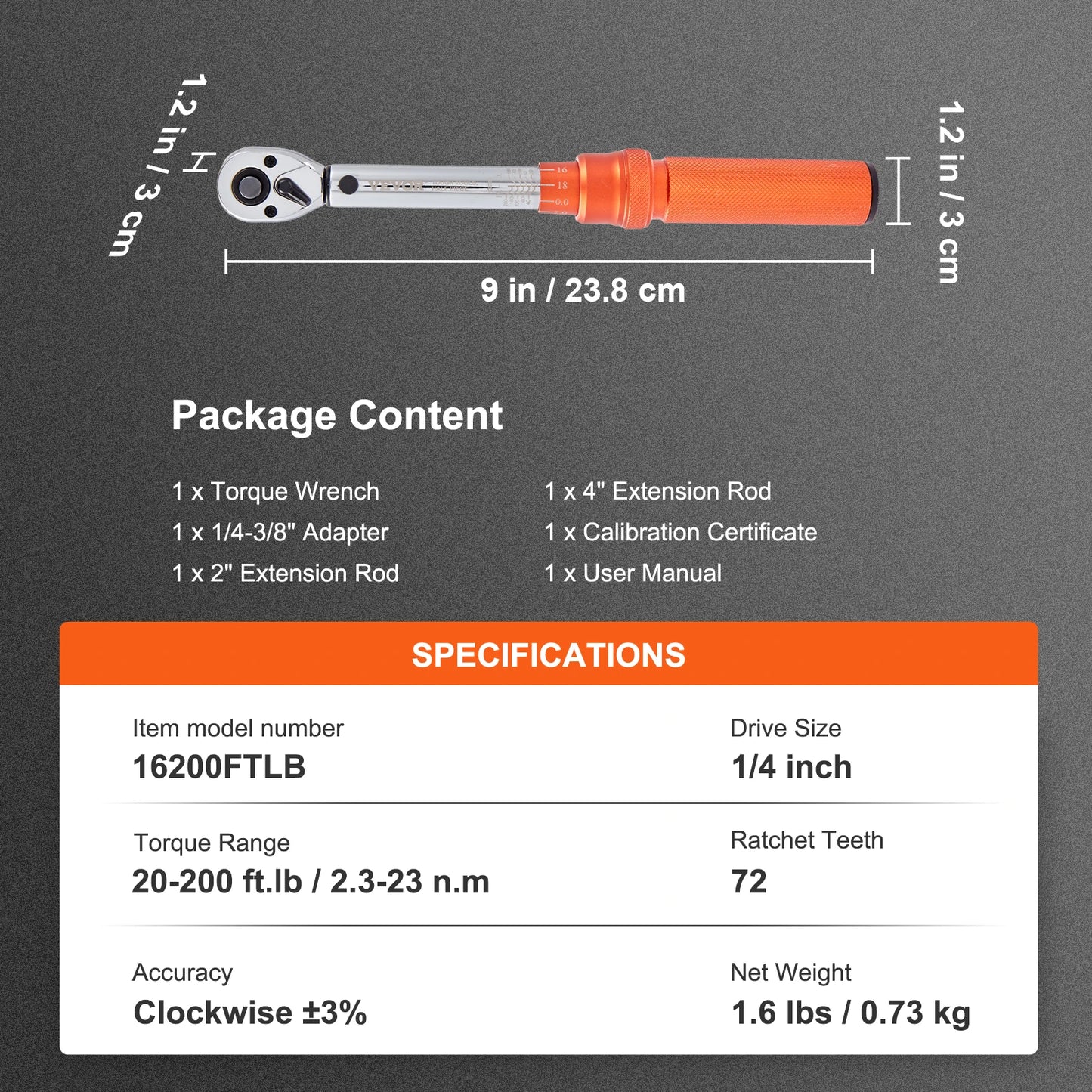SucceBuy Precision Mechanical Torque Wrench With Pointer For Car Repair