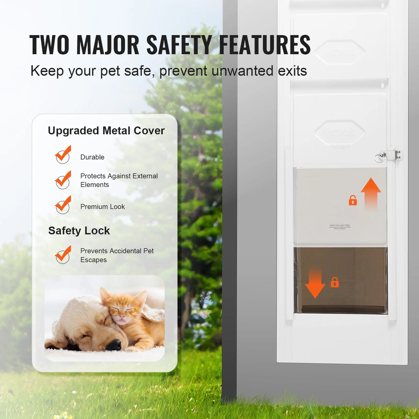 Adjustable Aluminum Sliding Dog Door With Tempered Glass Frame