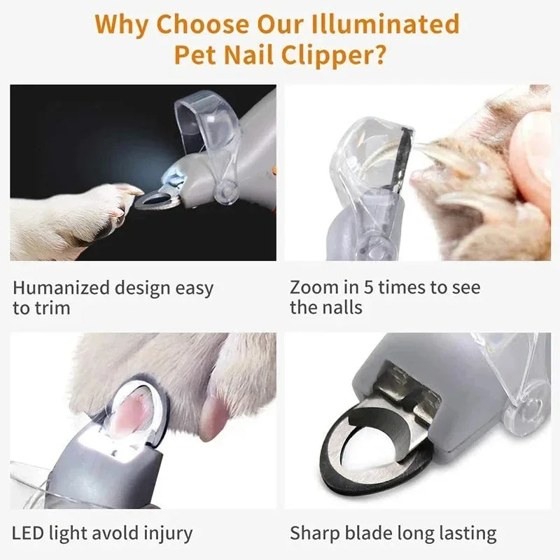 Led Pet Nail Clipper With Amplification For Dog And Cat