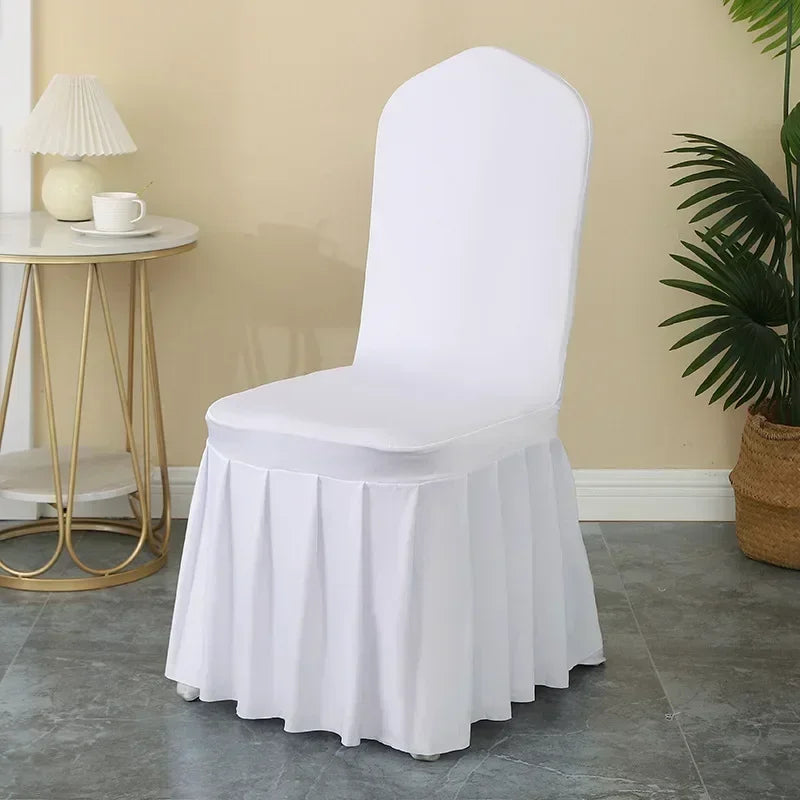 Elastic Pleated Spandex Chair Covers For Hotel Banquet Weddings