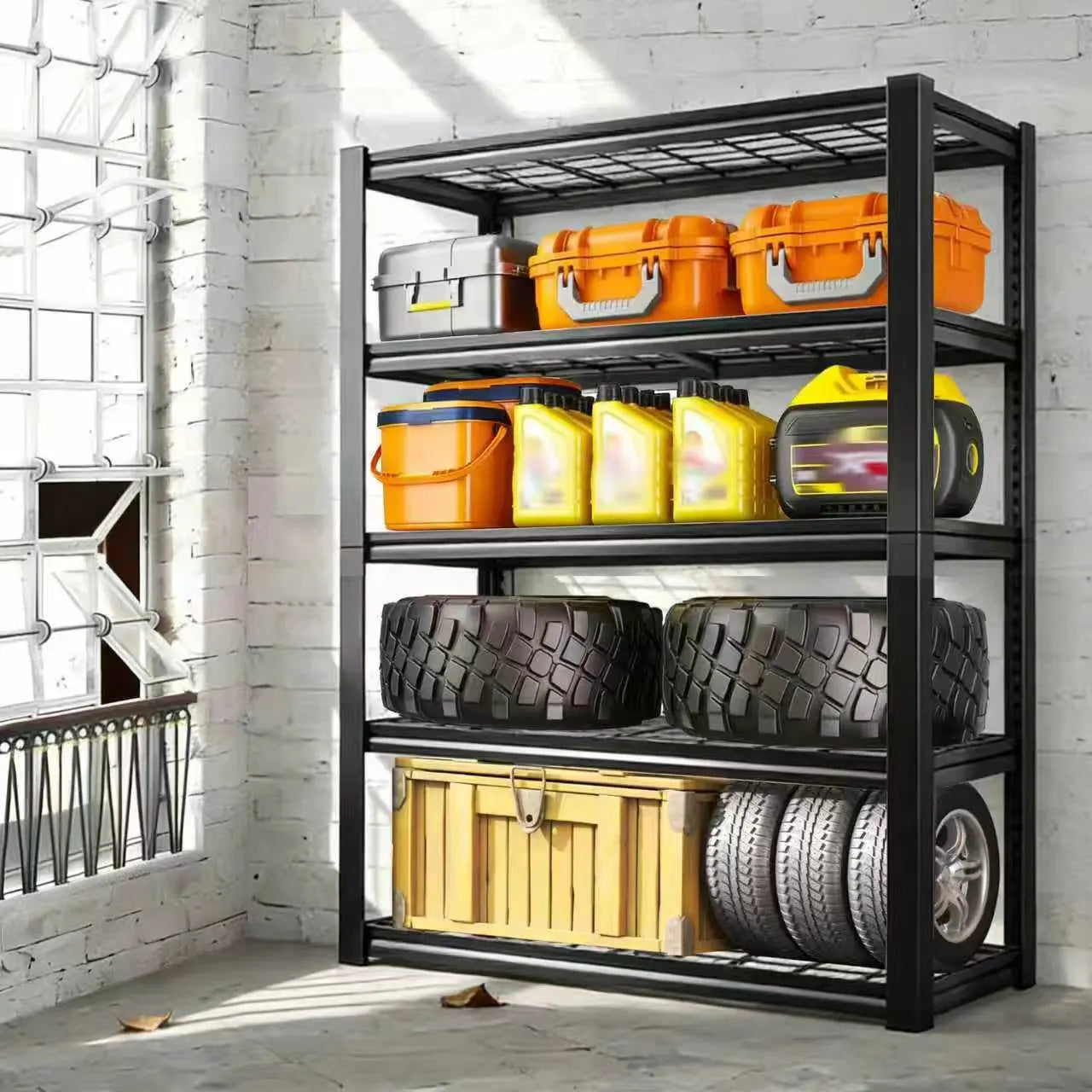 Commercial Adjustable Metal Double Layer Storage Shelving Rack