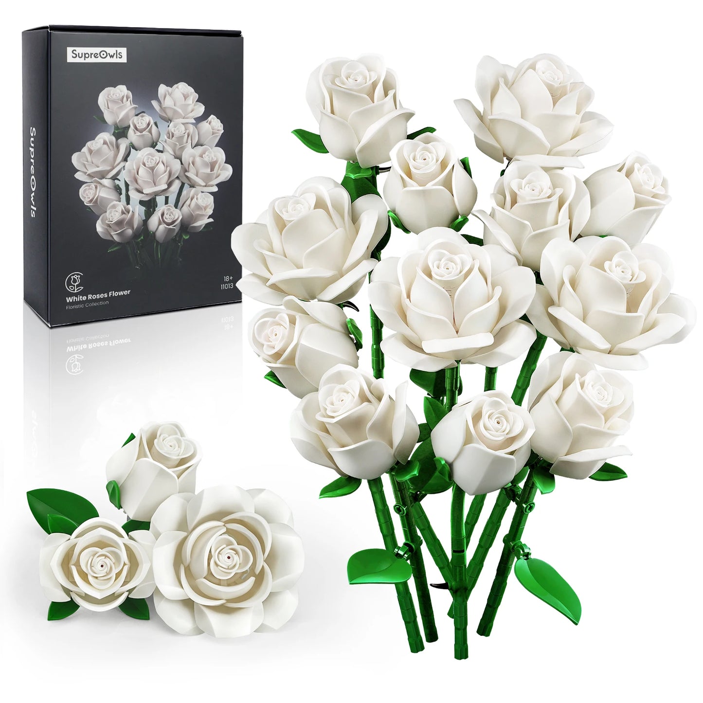 SupreOwls Roses Bouquet Building Blocks Artificial Flowers Home Decor Gift