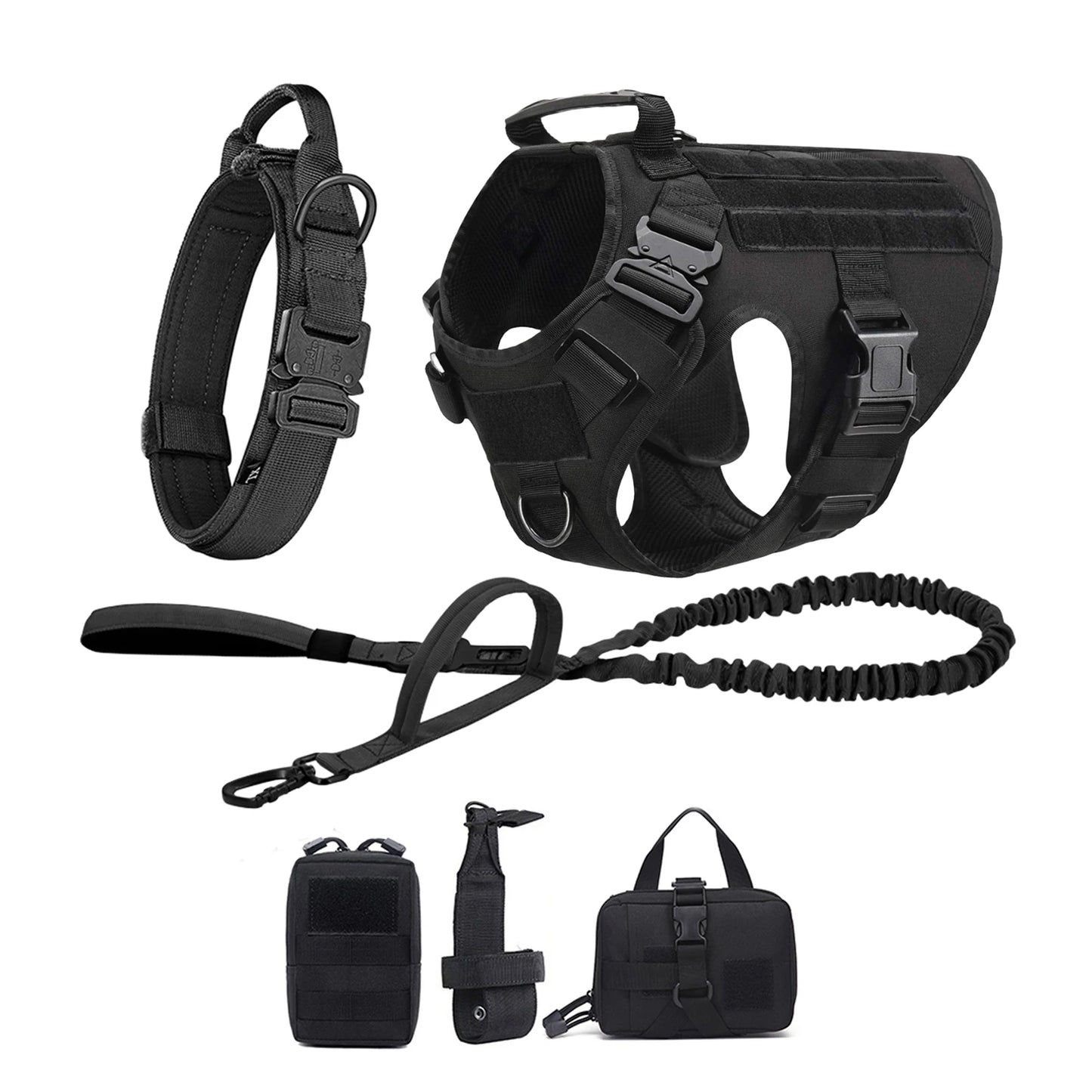 Tactical Padded Nylon Dog Harness Vest With Molle Pouches