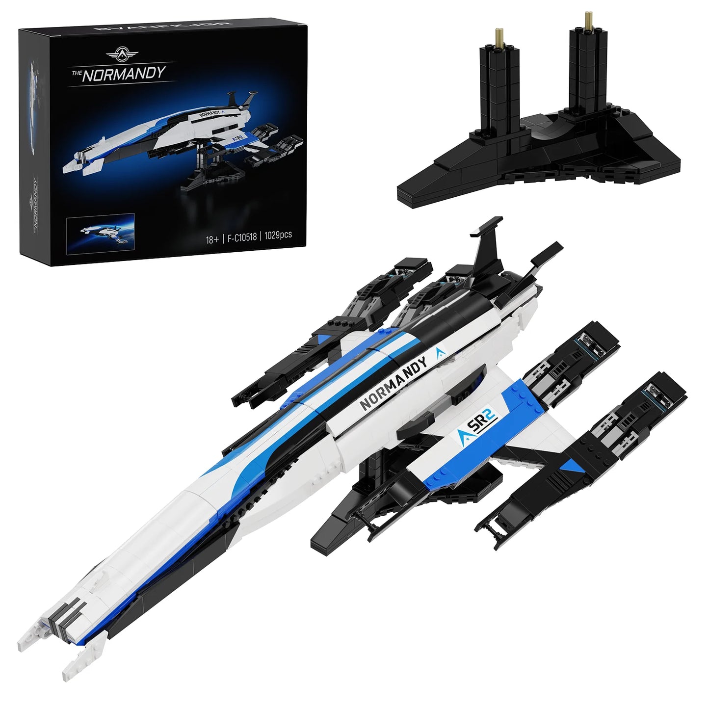 BuildMoc Normandy SR-2 Spaceship Building Blocks With Display Stand