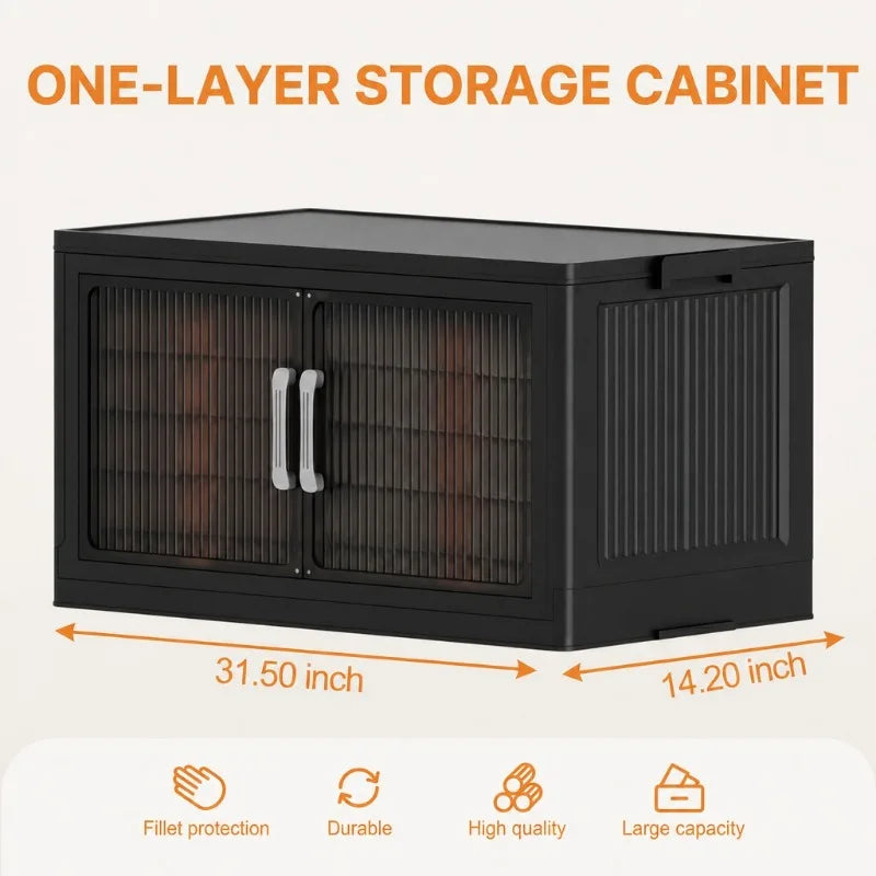 Five Tier Foldable Storage Cabinet With Wheels And Double Doors
