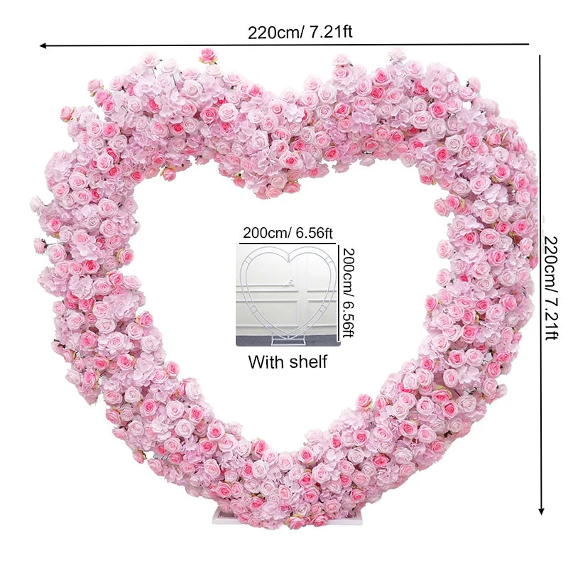 Angela Flower 5D Artificial Rose Heart Stand Wedding Backdrop