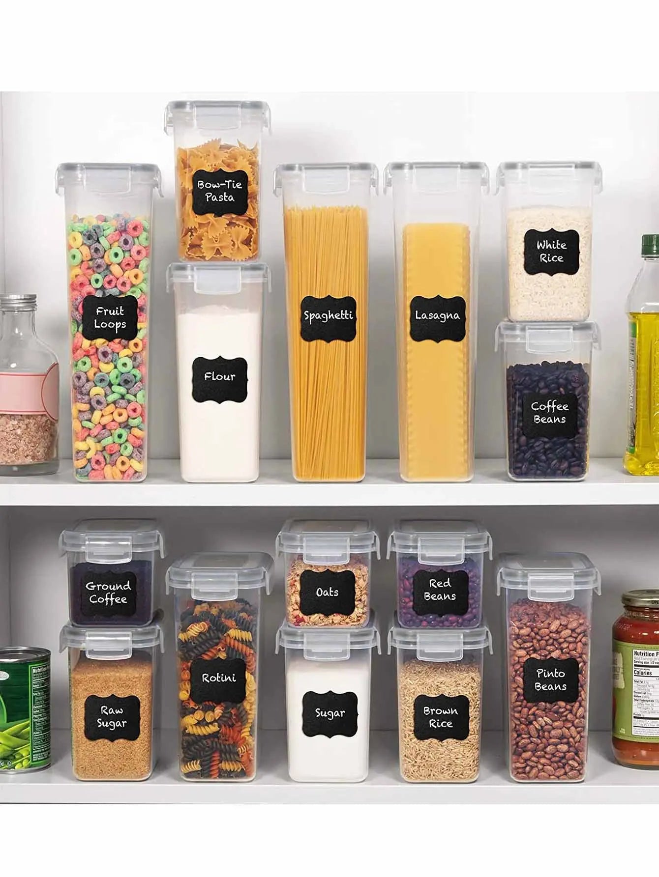 Airtight Food Storage Containers With Labels For Dry Goods